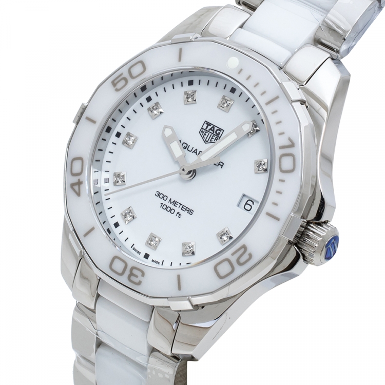 TAG Heuer White Ceramic Stainless Steel Aquaracer WAY131D.BA0914