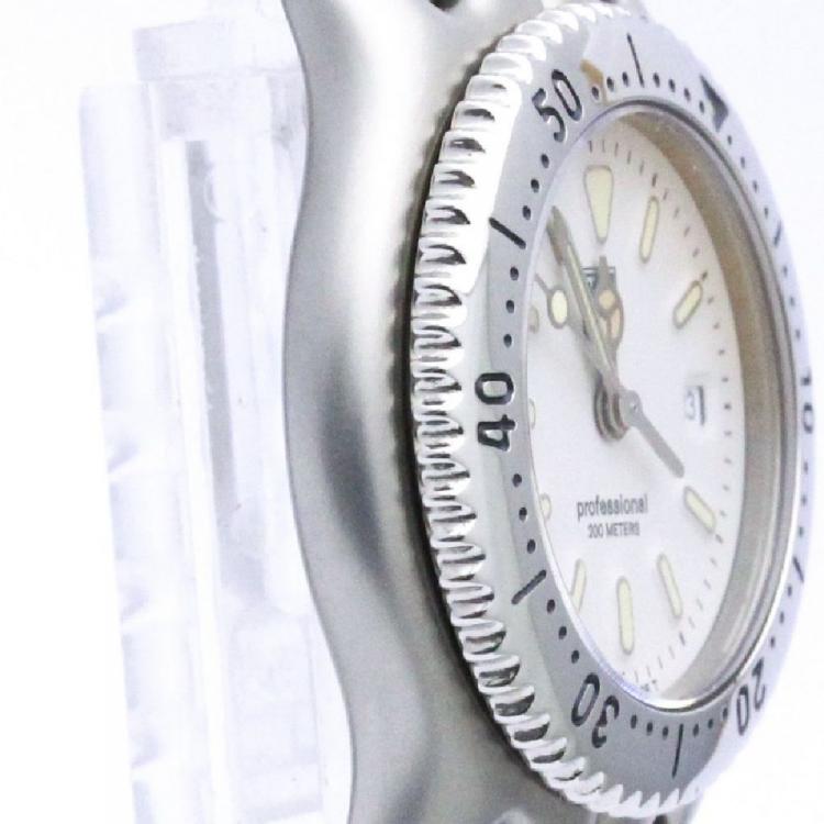 Pre Owned Tag Heuer White Stainless Steel Professional Women's Wristwatch 28MM 