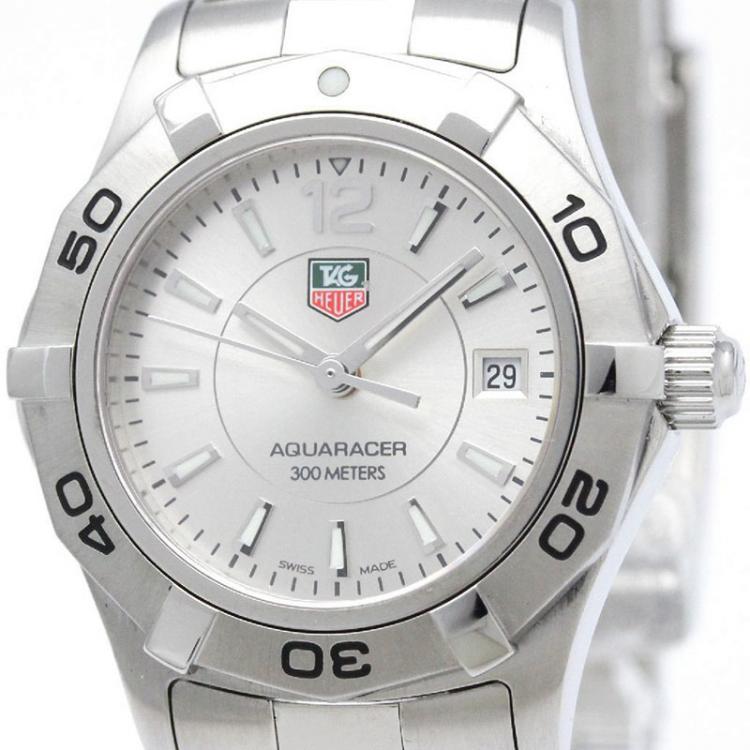 مملوكة مسبقًا Tag Heuer Silver Stainless Steel Aquaracer Women's Wristwatch 27MM