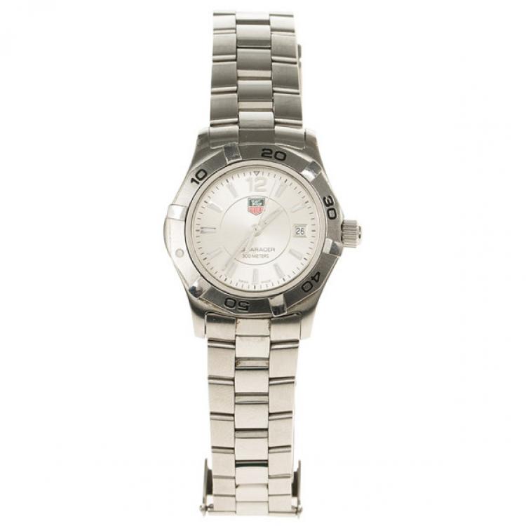 Pre Owned Tag Heuer White Stainless Steel Aquaracer Women's Wristwatch 29MM