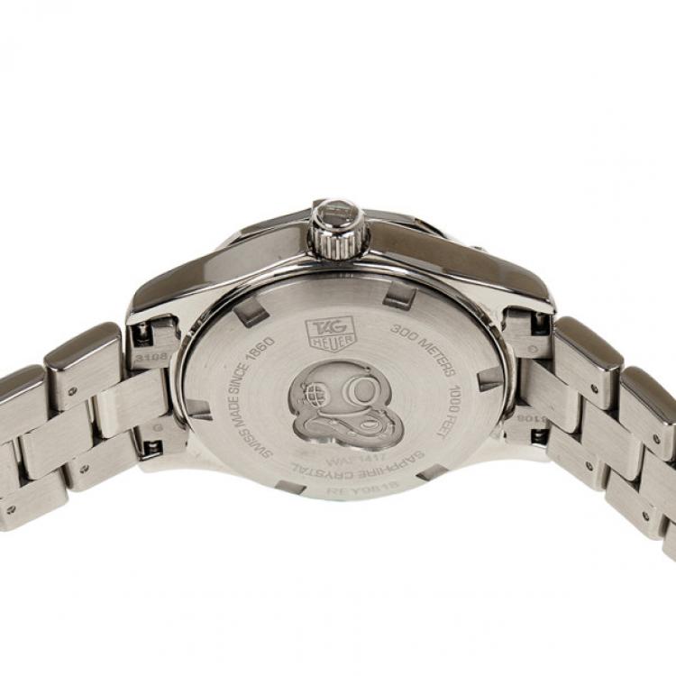 Pre Owned Tag Heuer Blue Stainless Steel Aquaracer Women's Wristwatch 28MM