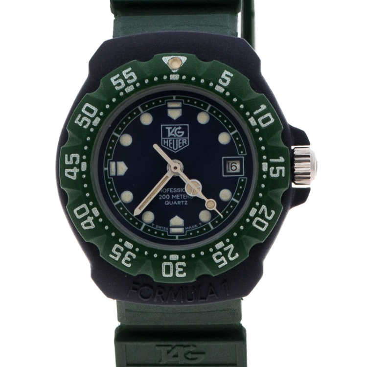 Pre Owned Tag Heuer Blue/Green Formula One 362.508 Women's Wristwatch 28 mm