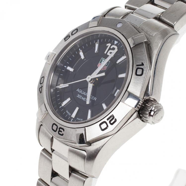 Pre Owned Tag Heuer Black Stainless Steel Aquaracer Women's Wristwatch 28MM