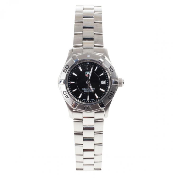 Pre Owned Tag Heuer Black Stainless Steel Aquaracer Women's Wristwatch 28MM