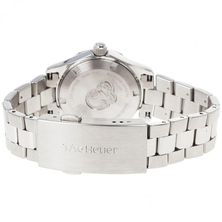 Pre Owned Tag Heuer Black Stainless Steel Aquaracer Women's Wristwatch 28MM