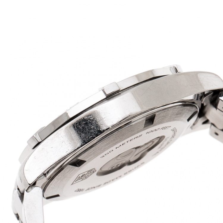 Pre Owned Tag Heuer Mother of Pearl Stainless Steel Diamond Aquaracer WAF1312.BA0817 Women's Wristwatch 33 mm