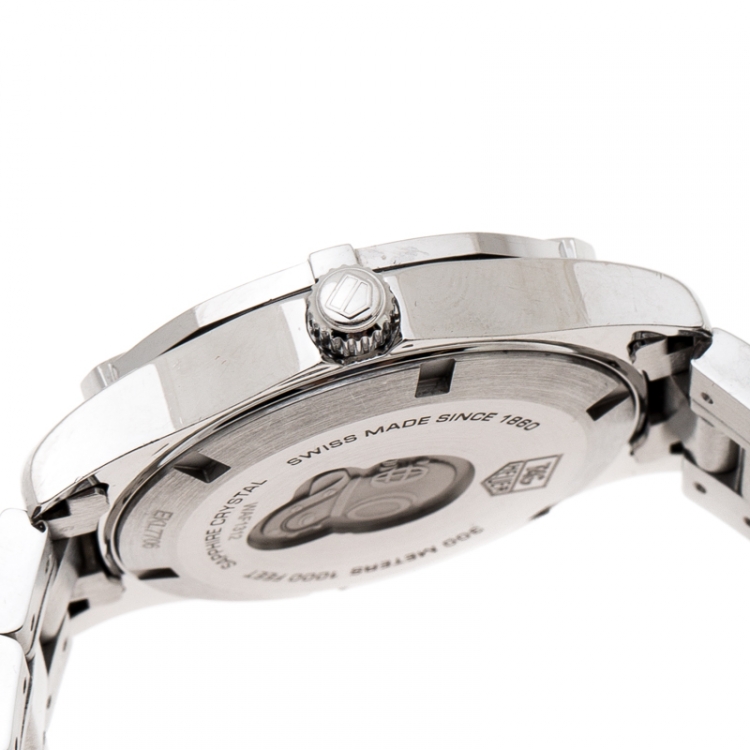Pre Owned Tag Heuer Mother of Pearl Stainless Steel Diamond Aquaracer WAF1312.BA0817 Women's Wristwatch 33 mm