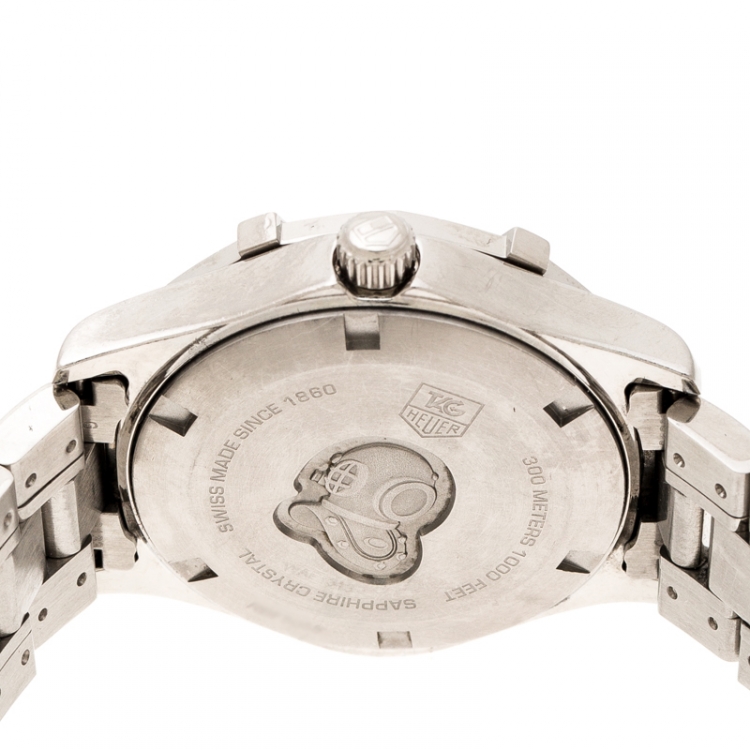 Pre Owned Tag Heuer White Mother of Pearl Diamonds Aquaracer WAF1313 Women's Wristwatch 33 mm