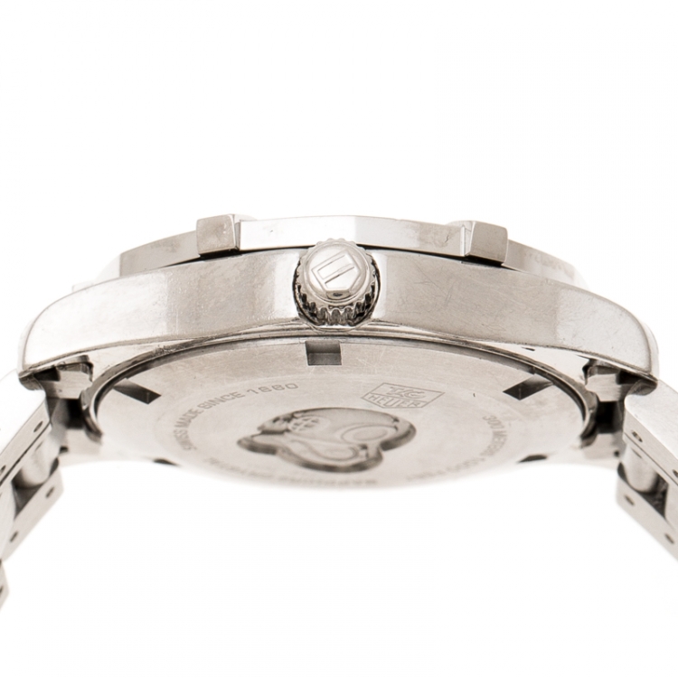Pre Owned Tag Heuer White Mother of Pearl Diamonds Aquaracer WAF1313 Women's Wristwatch 33 mm
