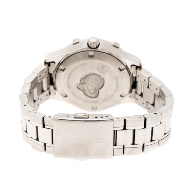 Pre Owned Tag Heuer White Mother of Pearl Diamonds Aquaracer WAF1313 Women's Wristwatch 33 mm