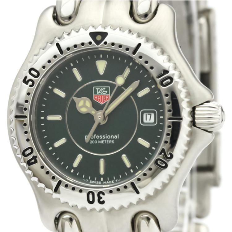 Pre Owned Tag Heuer Black Stainless Steel Sel Professional 200M WG1319 Women's Wristwatch 28 MM