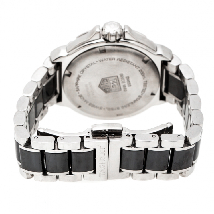 Pre Owned Tag Heuer Black Ceramic Stainless Steel Diamonds Formula 1 Women's Wristwatch 37 mm