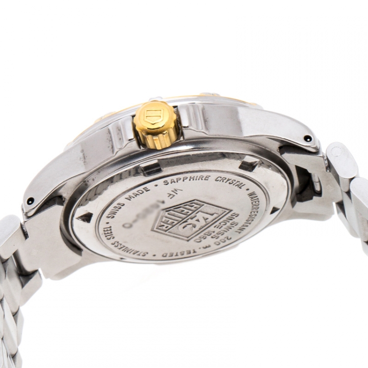 Pre Owned Tag Heuer Silver Gold-Plated Stainless Steel Professional WF1420-O Women's Wristwatch 26 MM