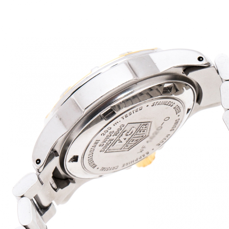 Pre Owned Tag Heuer Silver Gold-Plated Stainless Steel Professional WF1420-O Women's Wristwatch 26 MM