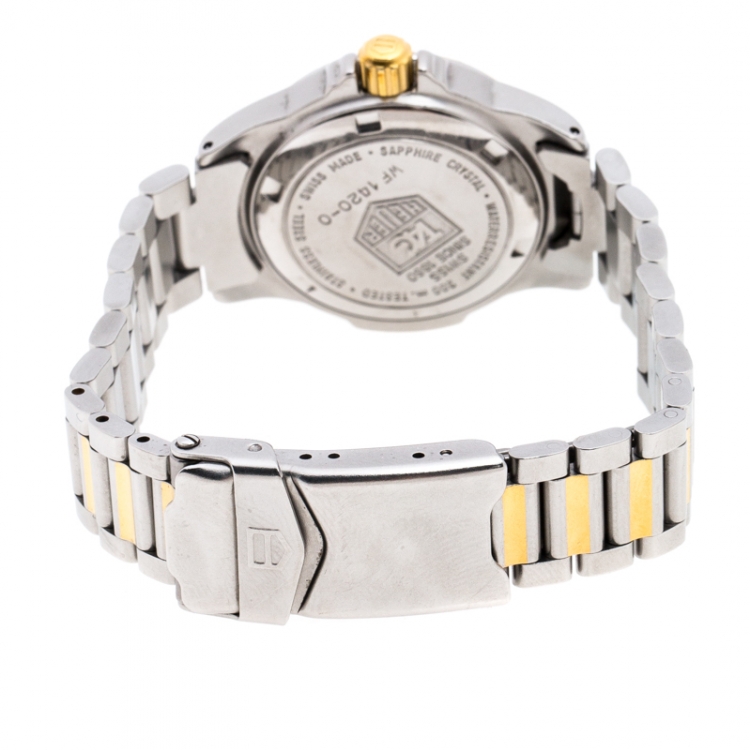 Pre Owned Tag Heuer Silver Gold-Plated Stainless Steel Professional WF1420-O Women's Wristwatch 26 MM