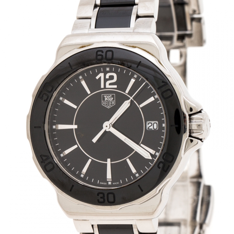 Pre Owned Tag Heuer Black Ceramic Stainless Steel Formula 1 WAH1210.BA0859 Women's Wristwatch 37 mm