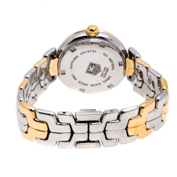 Pre Owned Tag Heuer Silver White Two-Tone Stainless Steel Link WAT1452.BB0955 Women's Wristwatch  29 mm