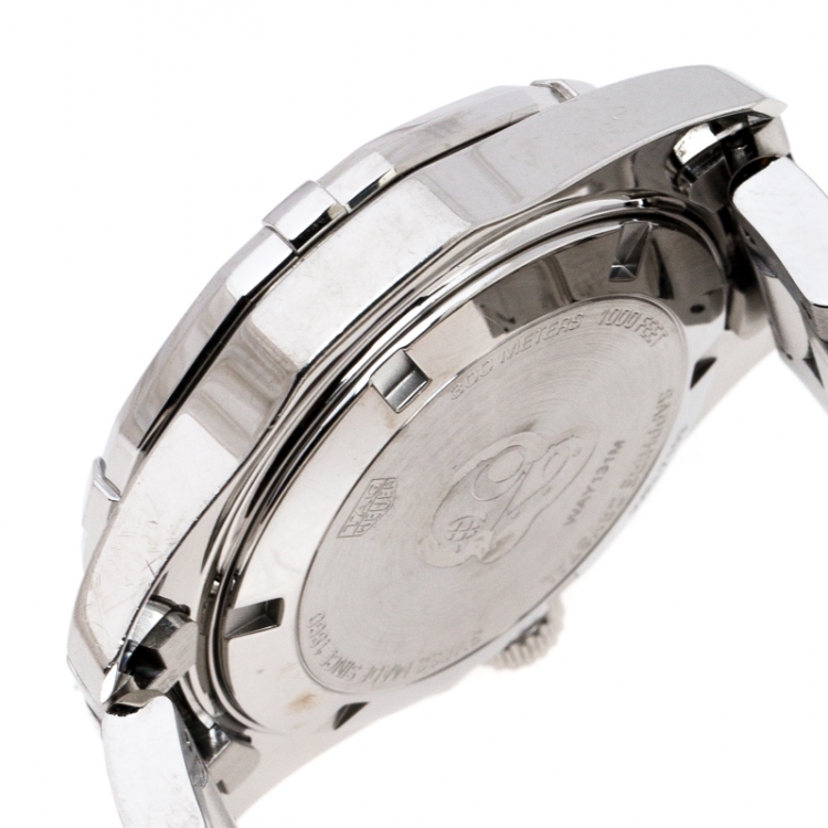 Pre Owned Tag Heuer Black Mother Of Pearl Ceramic Diamonds Aquaracer WAY131M Women's Wristwatch 35 mm