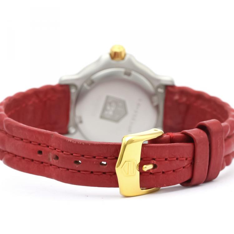 Pre Owned Tag Heuer White Gold Plated Stainless Steel 6000 Series Quartz Wh1351 Women's Wristwatch 29 MM