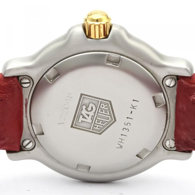 Pre Owned Tag Heuer White Gold Plated Stainless Steel 6000 Series Quartz Wh1351 Women's Wristwatch 29 MM