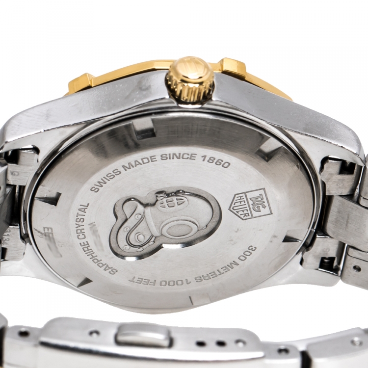 Pre Owned Tag Heuer Mother Of Pearl Two-Tone Stainless Steel Diamond Aquaracer WAF1320 Women's Wristwatch 32 mm