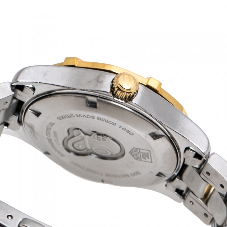 Pre Owned Tag Heuer Mother Of Pearl Two-Tone Stainless Steel Diamond Aquaracer WAF1320 Women's Wristwatch 32 mm