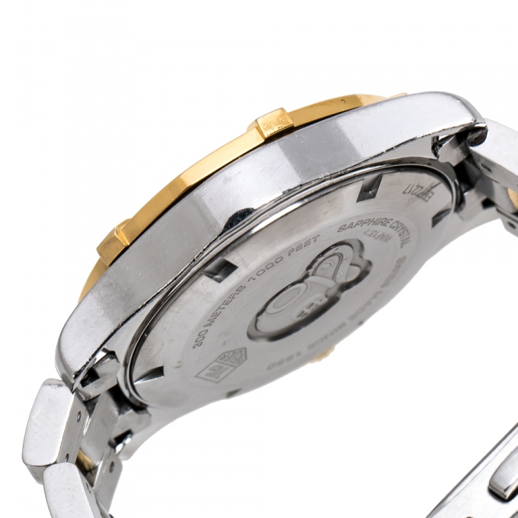 Pre Owned Tag Heuer Mother Of Pearl Two-Tone Stainless Steel Diamond Aquaracer WAF1320 Women's Wristwatch 32 mm