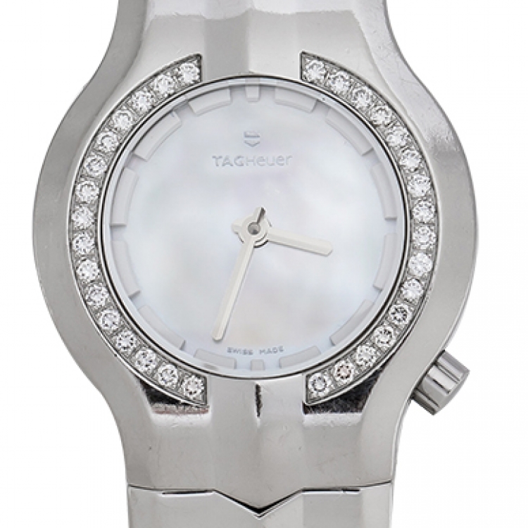 Pre Owned Tag Heuer Mother Of Pearl Stainless Steel Diamond Alter Ego WP1414.BA0754 Women's Wristwatch 25 mm