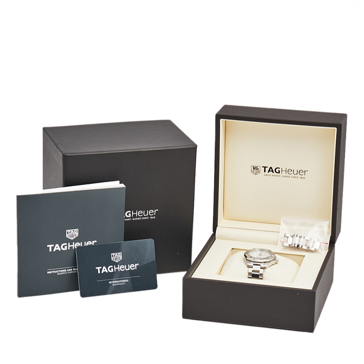 Pre Owned Tag Heuer Mother of Pearl Stainless Steel Aquaracer WBD1311 Women's Wristwatch 33 mm