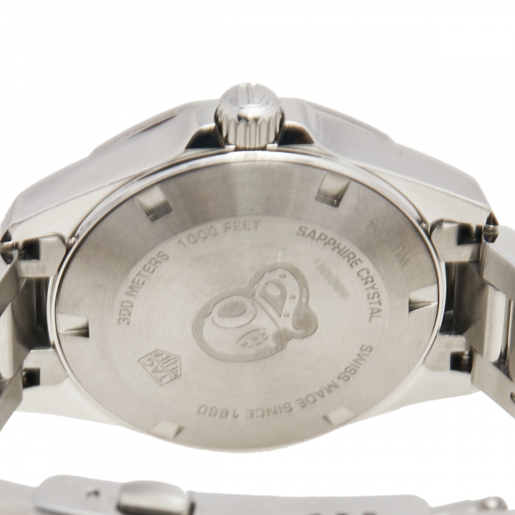 Pre Owned Tag Heuer Mother of Pearl Stainless Steel Aquaracer WBD1311 Women's Wristwatch 33 mm