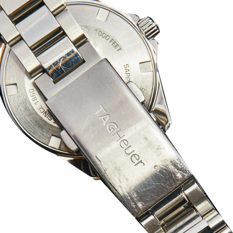 Pre Owned Tag Heuer Mother of Pearl Stainless Steel Aquaracer WBD1311 Women's Wristwatch 33 mm