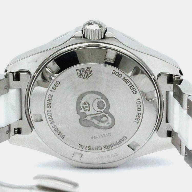 Pre Owned Tag Heuer White Stainless Steel Aquaracer Quartz Women's Wristwatch 35 mm