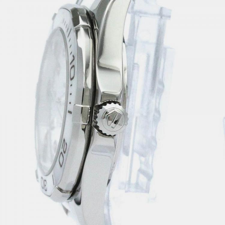 Pre Owned Tag Heuer White Stainless Steel Aquaracer Quartz Women's Wristwatch 35 mm