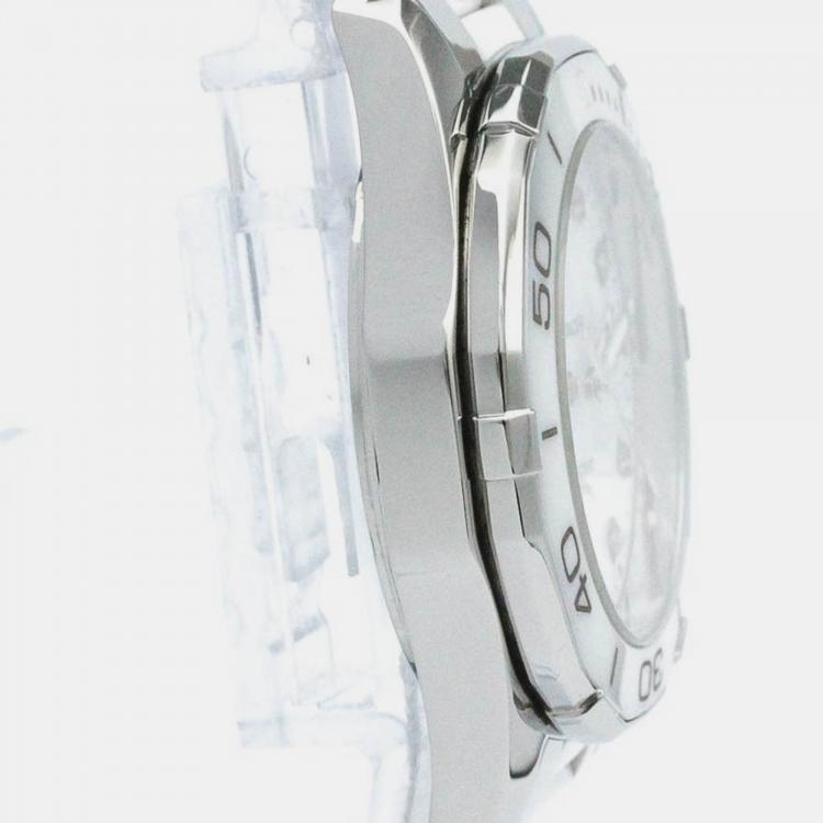 Pre Owned Tag Heuer White Stainless Steel Aquaracer Quartz Women's Wristwatch 35 mm