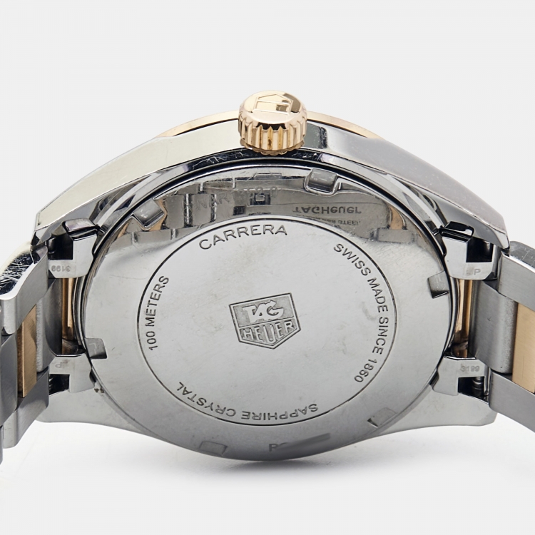 Pre Owned Tag Heuer Mother Of Pearl Diamond 18K Rose Gold Stainless Steel Carrera WAR1352.BD0779 Women's Wristwatch 32 mm
