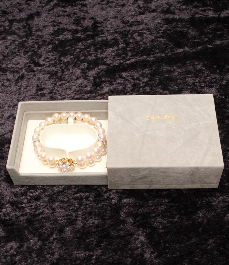 Pre Owned Tasaki White 18K Yellow Gold Pearl Double Bracelet
