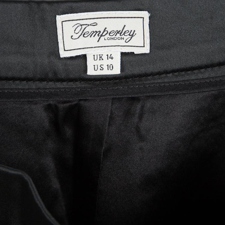 Pre Owned Temperley London Black Embossed Jacquard Slit Detail Maxi Skirt L