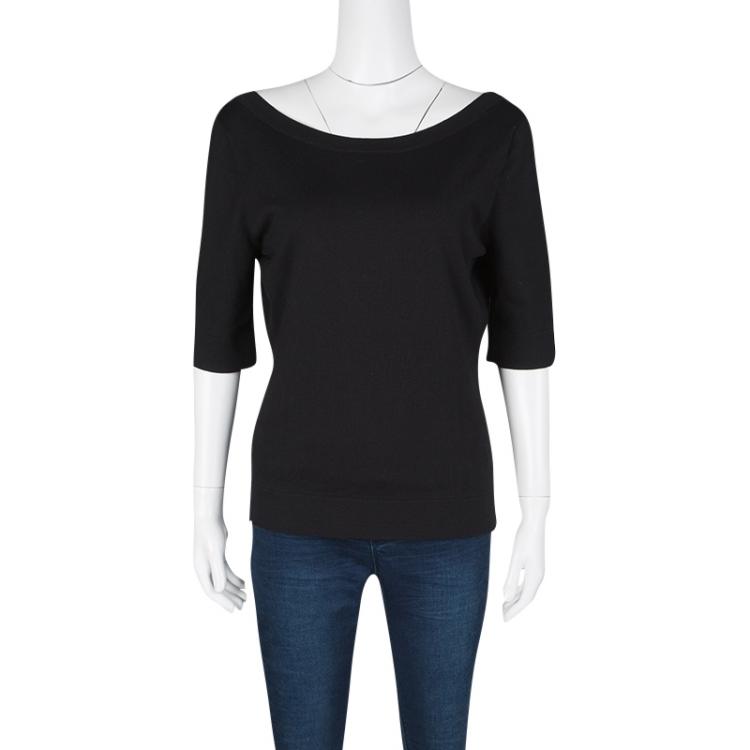 Pre Owned Temperley Black Knit Cross Back Detail Top L