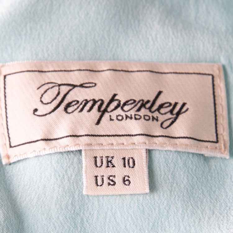 Pre Owned Temperley London Aqua Lurex Detail Jacquard Tie Detail Verve Gown M