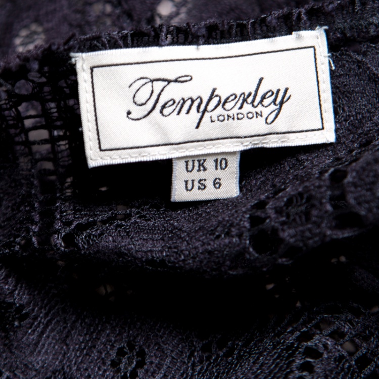 Pre Owned Temperley Black Cutout Floral Lace Nomi Cropped Palazzo Jumpsuit M
