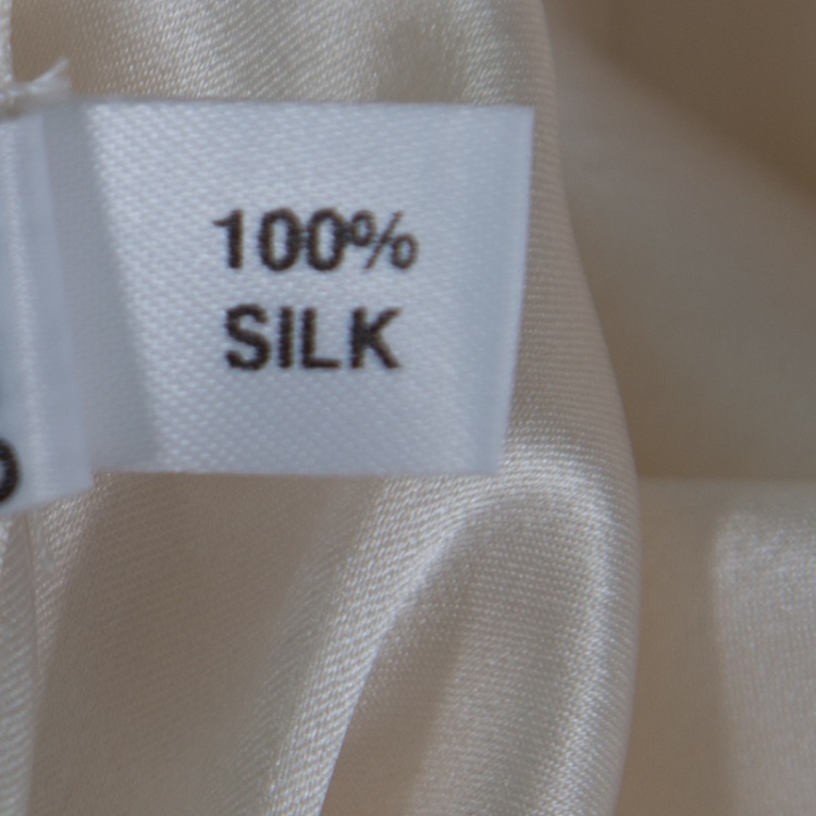 Pre Owned Temperley Cream Silk Pleated Border Detail Belted Keira Kaftan Maxi Dress L