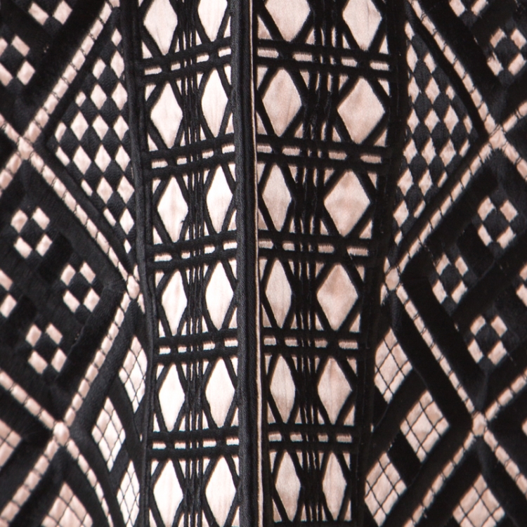 Pre Owned Temperley London Pink and Black Embroidered Silk Flared Sleeve A Line Coat S
