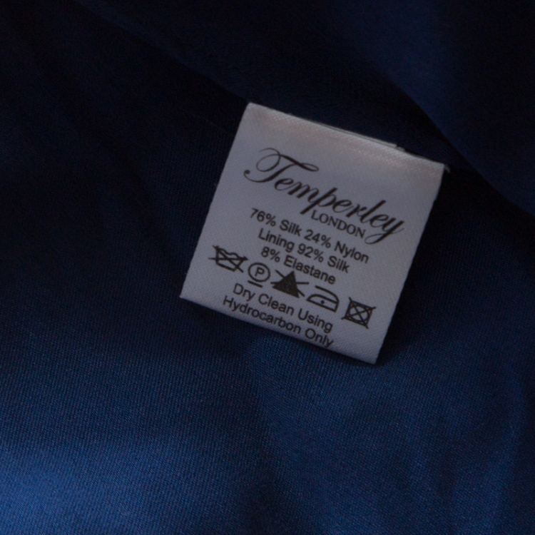 Pre Owned Temperley London Blue Embellished Silk Chiffon Belted Evening Gown L 
