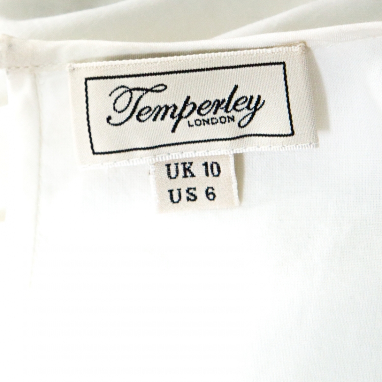 Pre Owned Temperley London White Embroidered Cotton Silk Arabelle Dress M