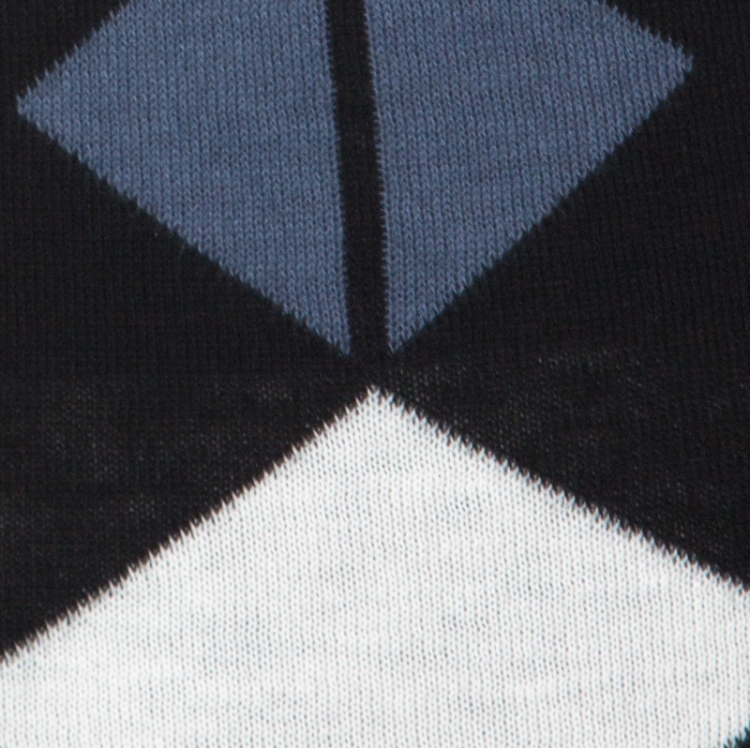 Pre Owned Temperley Black and Blue Knit Fitted Amedee Dress L 