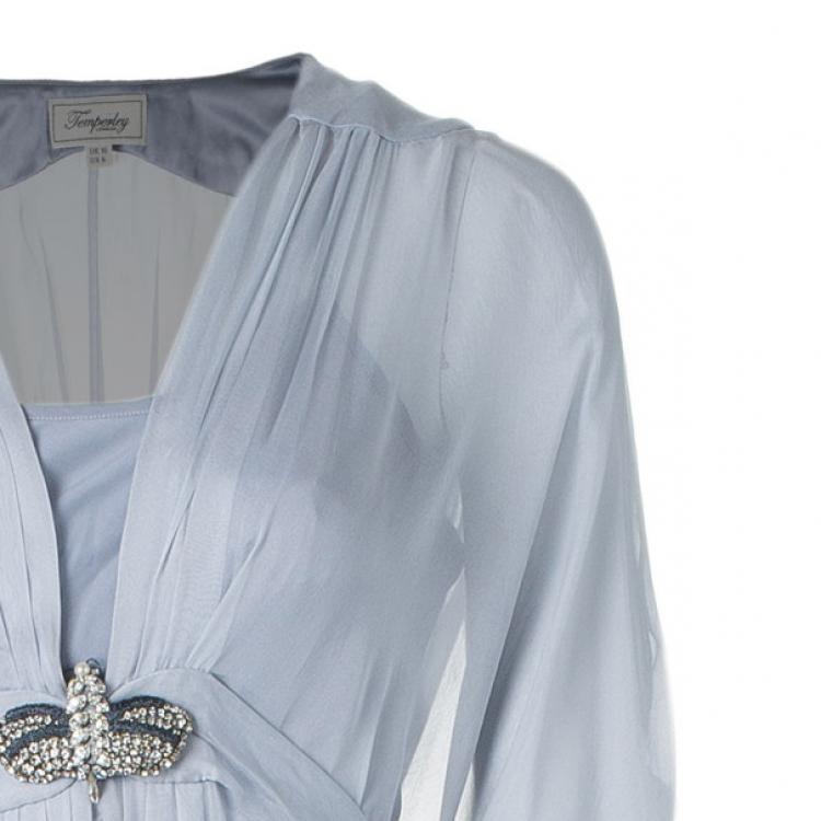 Pre Owned Temperley London Long Ice Blue Oberon Kaftan M