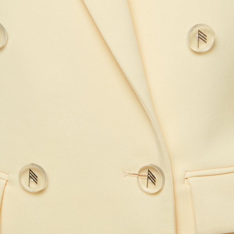 Pre Owned The Attico Pastel Yellow Stretch Knit Double Breasted April Blazer M