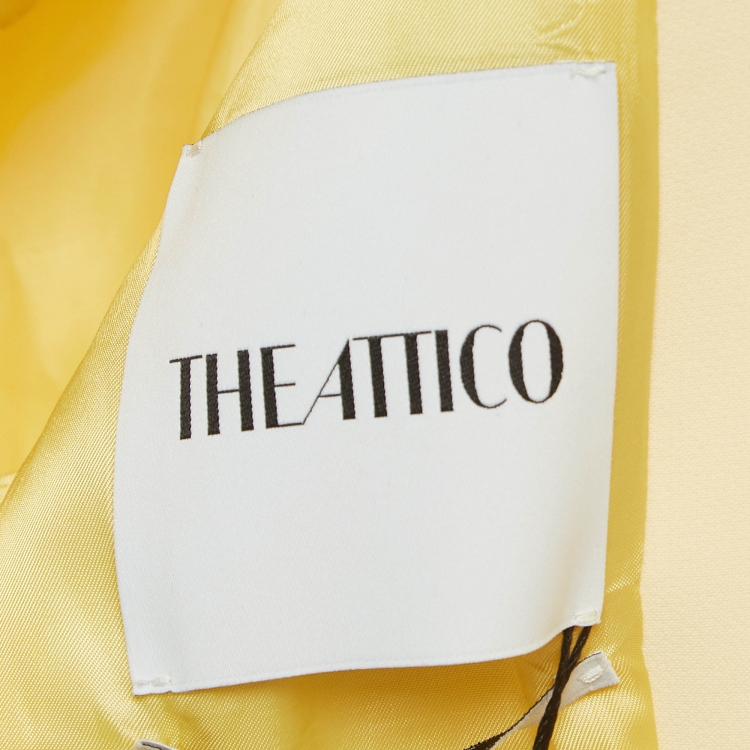 Pre Owned The Attico Pastel Yellow Stretch Knit Double Breasted April Blazer M