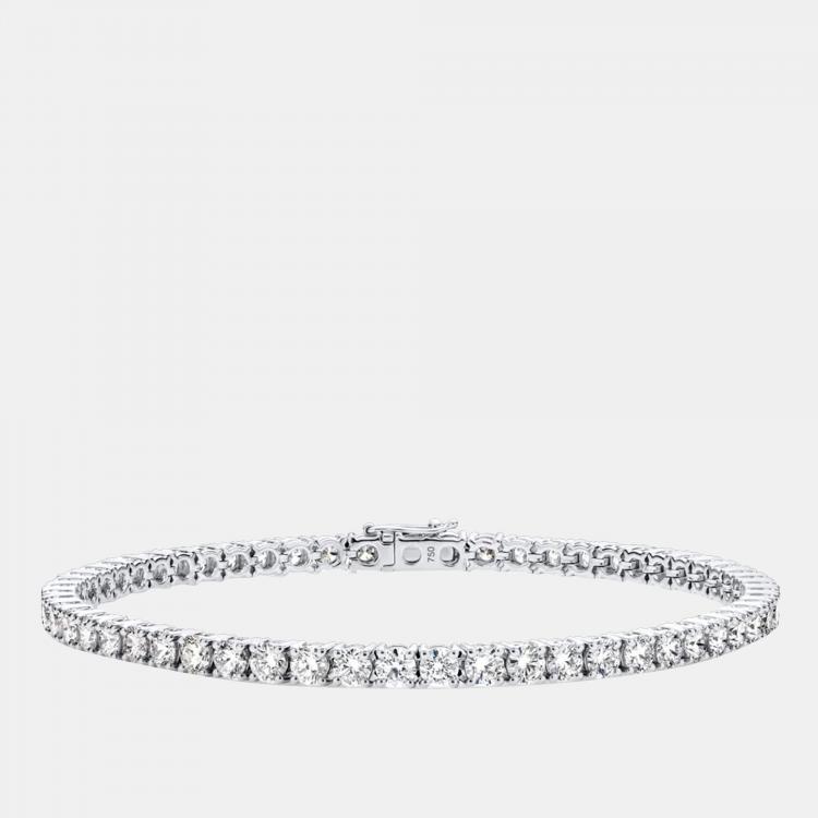 Pre Owned 18k White Gold Stunning 6.00 cts Lab Grown Diamond Tennis Bracelet