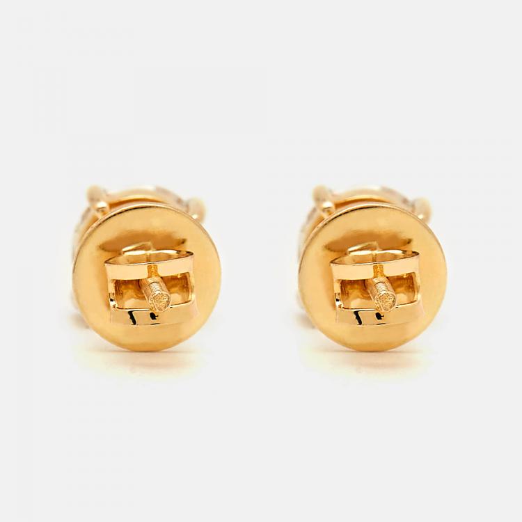 Pre Owned 18k Yellow Gold Round Brilliant Cut Lab Grown Diamonds Earrings (Approx 2.00 ct)